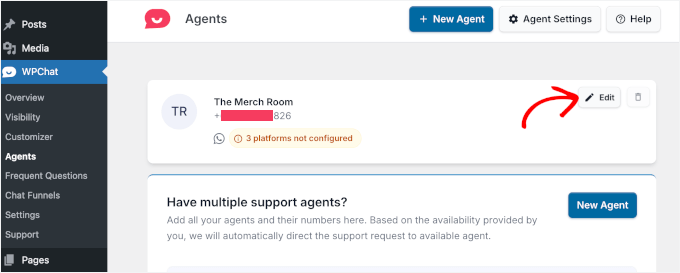 Editing agents in WPChat