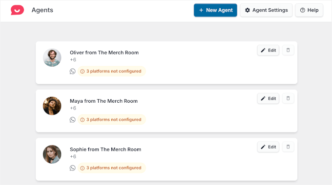 Multiple agents in WPChat