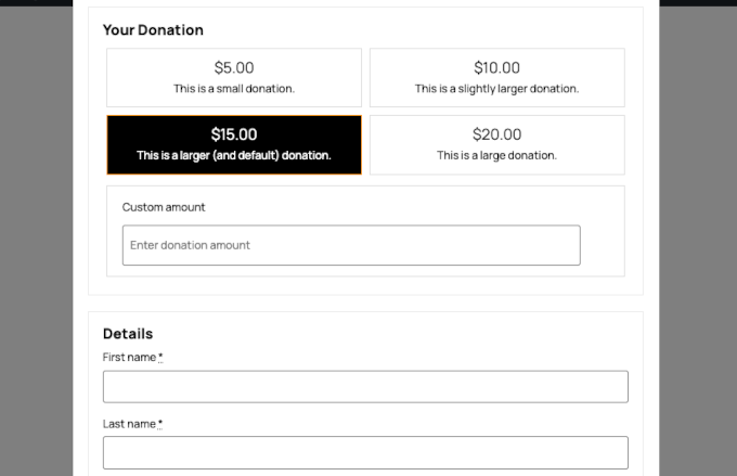 Donation form built with Charitable Donation form built with Charitable