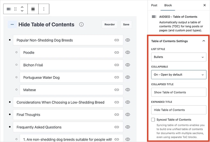 New and improved Table of Contents block in AIOSEO New and improved Table of Contents block in AIOSEO