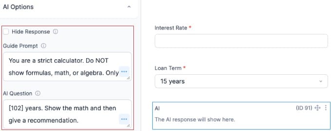AI Field Options in Formidable Forms