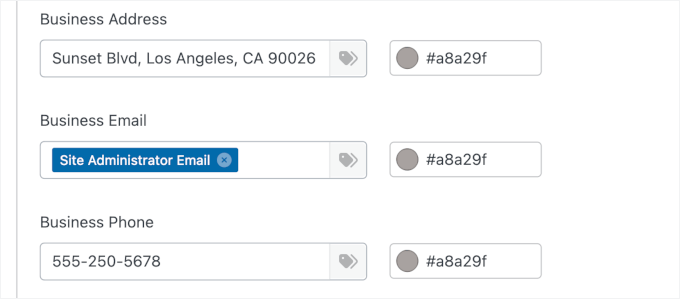 Adding business details to the PDF header