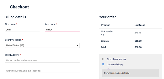 Preview of a guest checkout in WooCommerce Preview of a guest checkout in WooCommerce