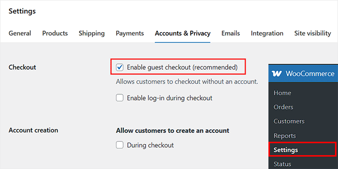 Enable guest checkout in WooCommerce Enable guest checkout in WooCommerce