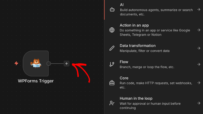 Adding an Action Node in n8n