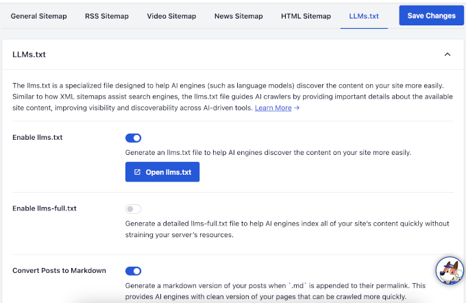 llms.txt settings in All in One SEO llms.txt settings in All in One SEO