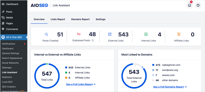 AIOSEO's built-in link assistant AIOSEO's built-in link assistant