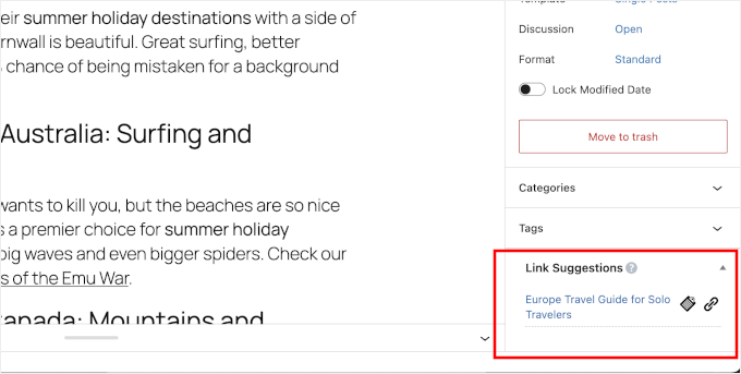 Link suggestions in Rank Math Link suggestions in Rank Math