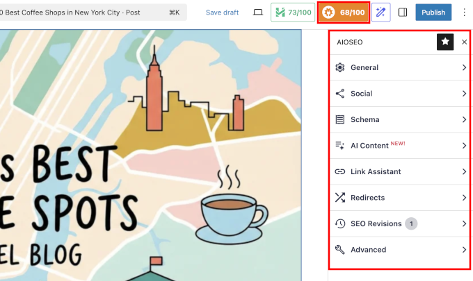 AIOSEO on page SEO options AIOSEO on page SEO options