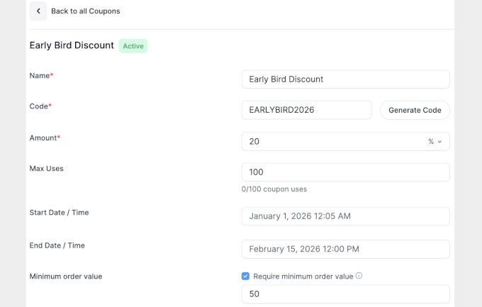 Formidable Forms coupon entry