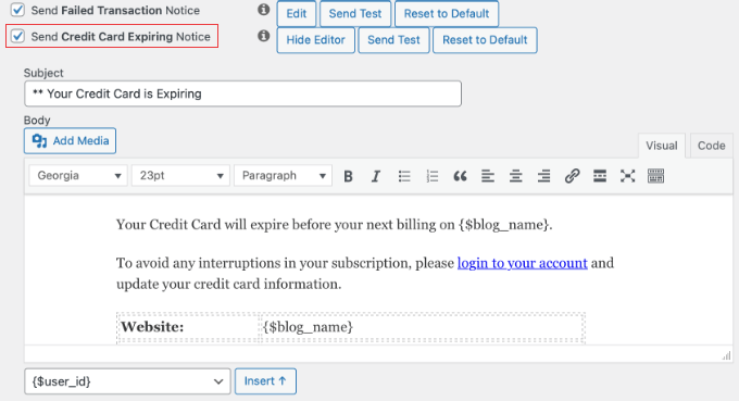 MemberPress Credit Card Expiring Notice