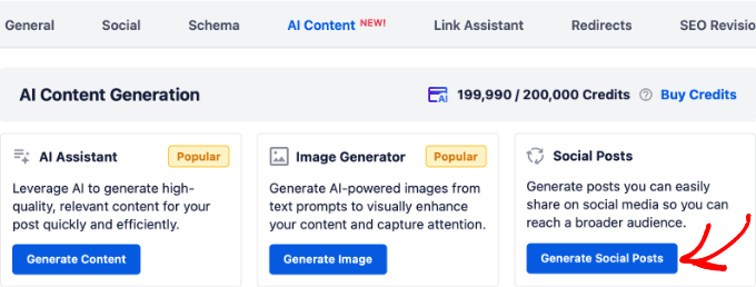 AIOSEO Generate Social Posts