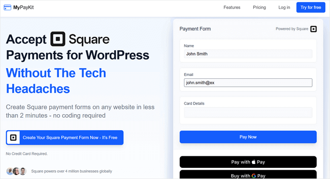 MyPayKit Square Payment Plugin for WordPress