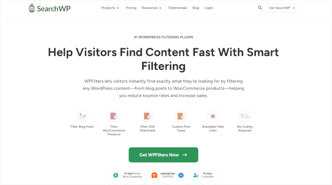 WPFilters' homepage WPFilters' homepage