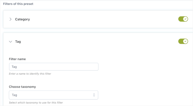 Setting up taxonomy filters Setting up taxonomy filters