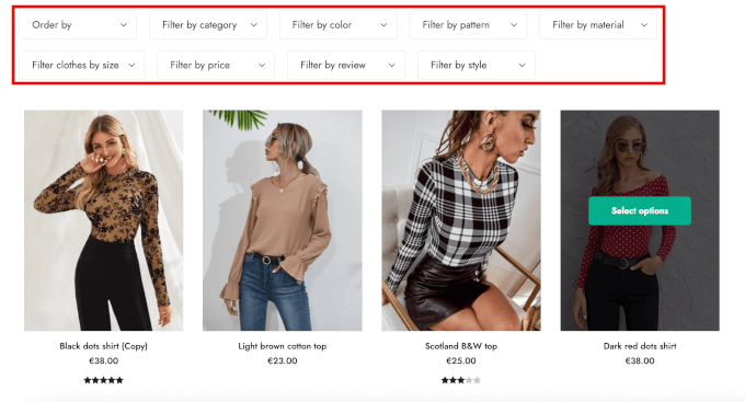 YITH WooCommerce Product Filter's horizontal filter options YITH WooCommerce Product Filter's horizontal filter options