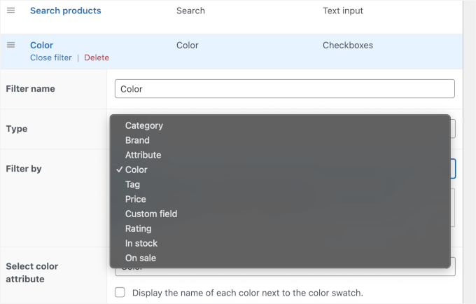 Barn2's filter by options Barn2's filter by options