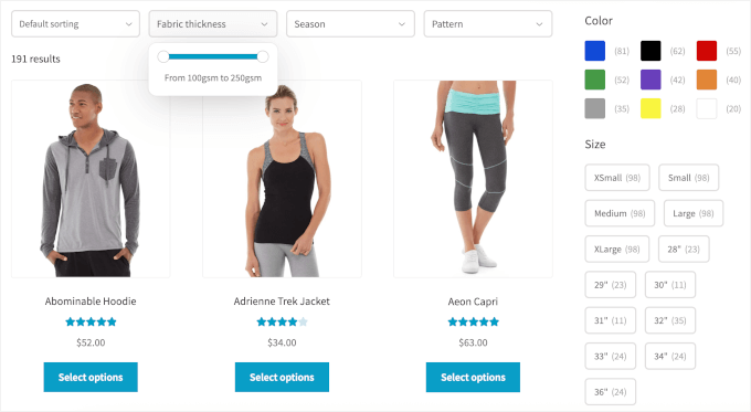 Barn2's filters on the front end Barn2's filters on the front end