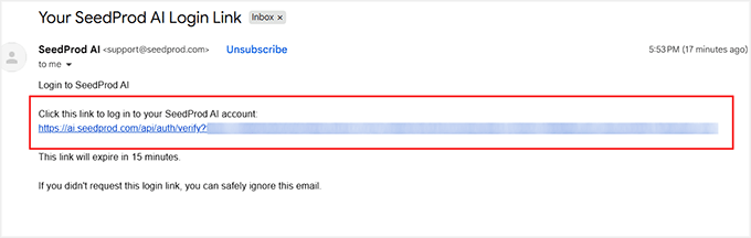 Click the SeedProd AI login link