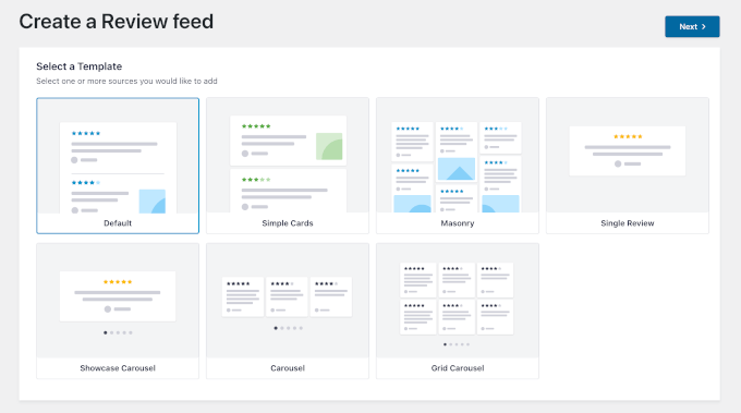 Choosing a Smash Balloon template for your reviews