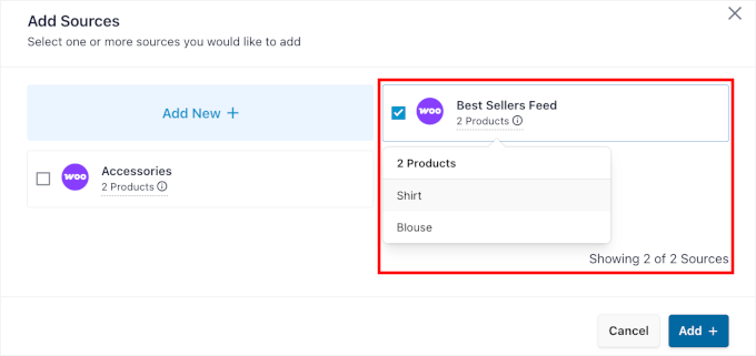 Reviews Feed's source popover