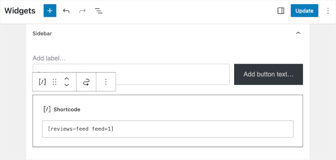 Adding reviews feed's shortcode