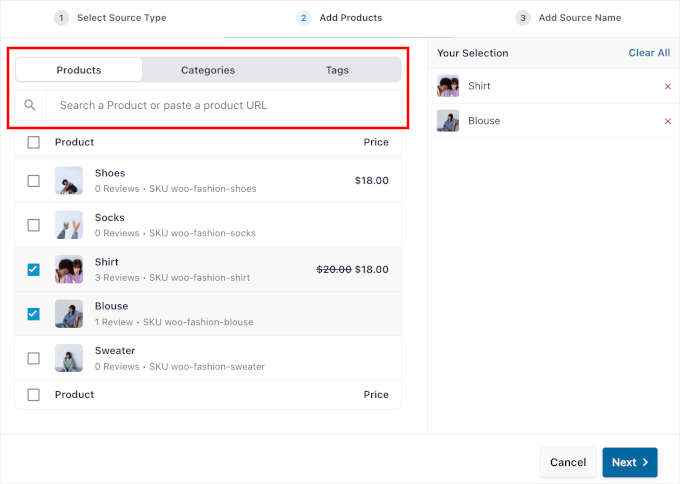 Choosing reviews to display