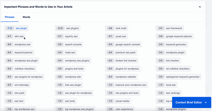 SEOBoost content brief editor SEOBoost content brief editor
