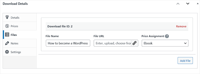 Upload ebook file in EDD