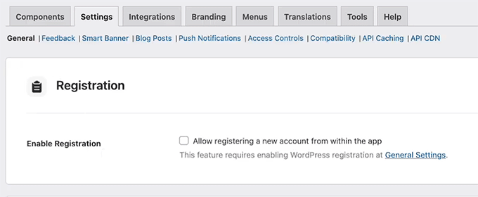 Enable user registration in MemberPress AppKit