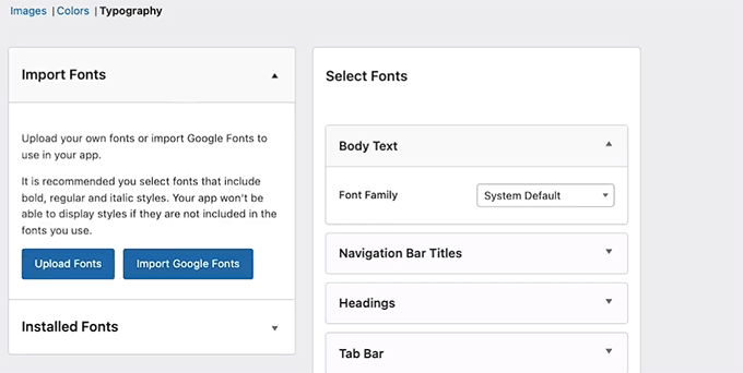 Configure your app's typography in MemberPress AppKit