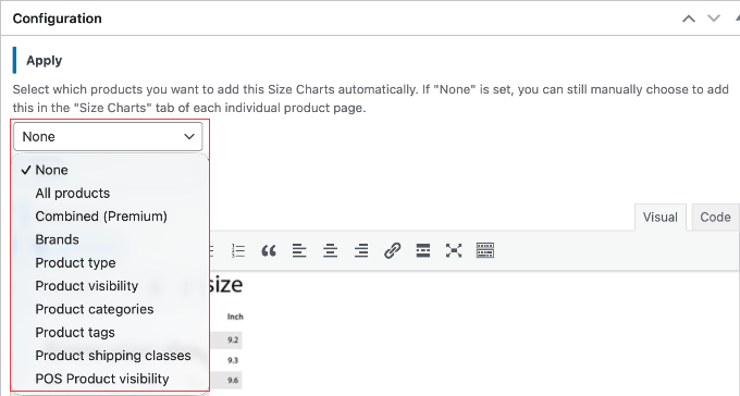 Applying a Size Chart to a Product Category Automatically Using WPC Product Size Chart for WooCommerce