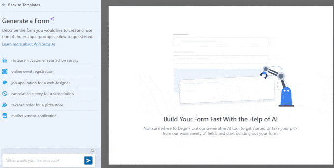 AI form building with WPForms AI form building with WPForms