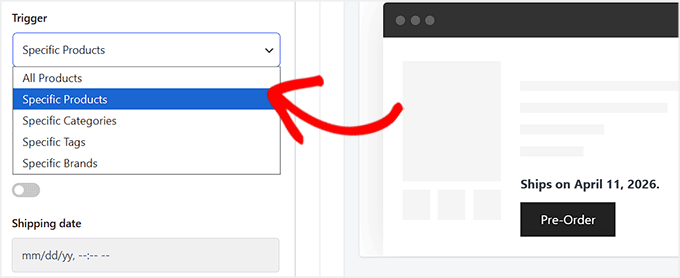 Select a trigger for pre-orders in Merchant