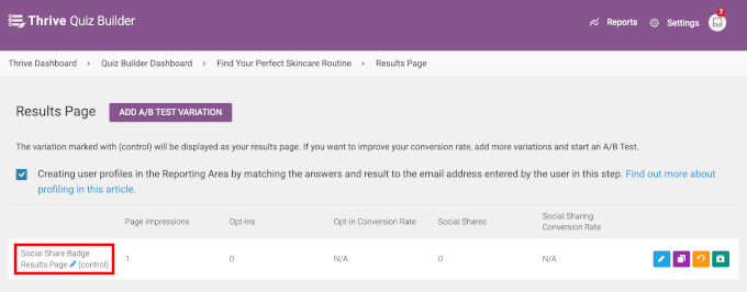 Naming the results page