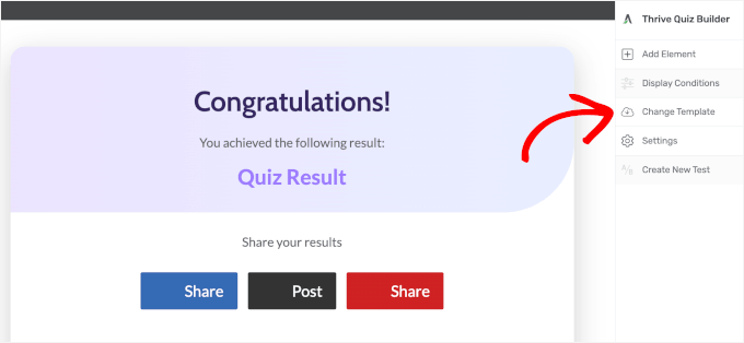 Changing the results page template