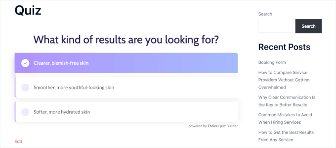 Testing the product quiz