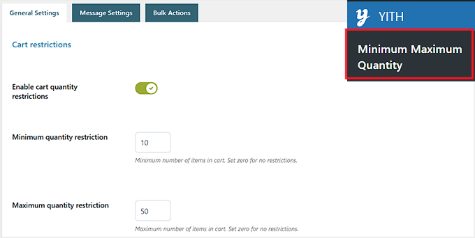 Configure minimum and maximum cart quantity restrictions in YITH Configure minimum and maximum cart quantity restrictions in YITH