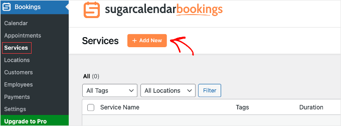 Adding a New Service in Sugar Calendar Bookings