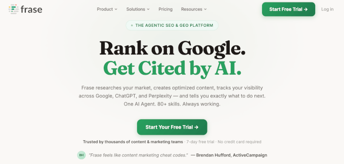 Frase's homepage Frase's homepage