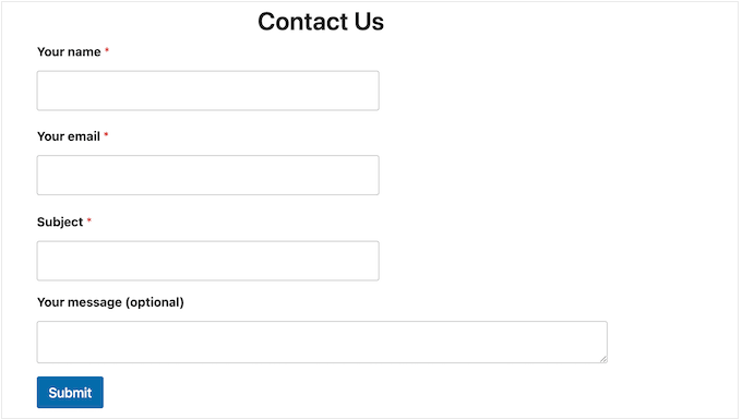 An example of a modern contact form, created using WPForms 
