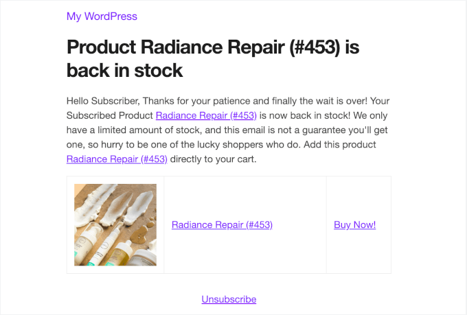 Instock email preview in Merchant modules
