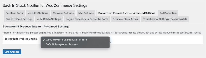 Background process settings in instock notifier