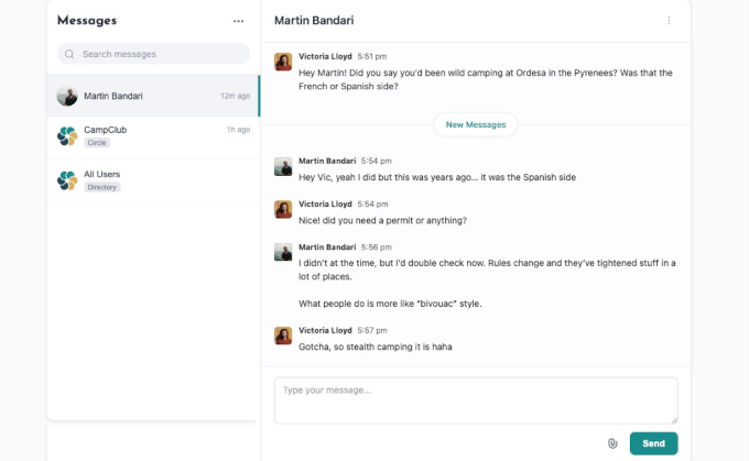 Native messaging in MemberPress ClubConnect