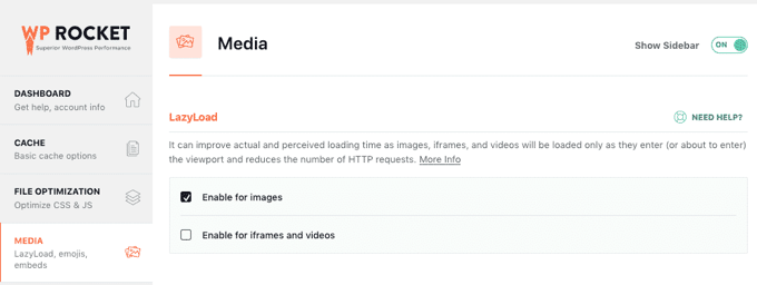 Enabling Lazyload in WP Rocket Enabling Lazyload in WP Rocket