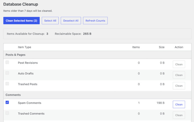 Clean your WordPress database