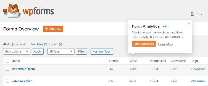 WPForms brings form analytics to your dashboard WPForms brings form analytics to your dashboard