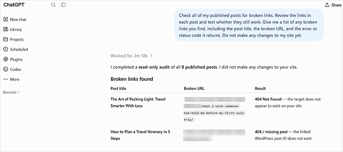 Find broken links with WPVibe and AI tools