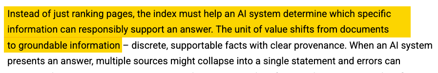 Bing blog quote on the index shifting from documents to groundable information