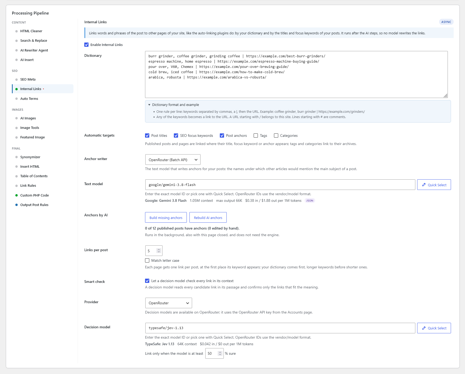Bulk Post Editor - Internal Links